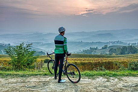 Biker in Langhe Region