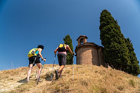 Trekking to the madonna della neve church in Langhe Monferrato Roero