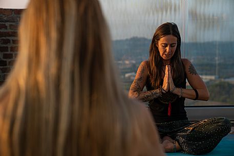 yoga with a view of the hills