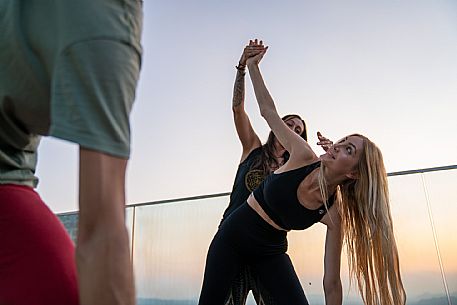 yoga with a view of the hills